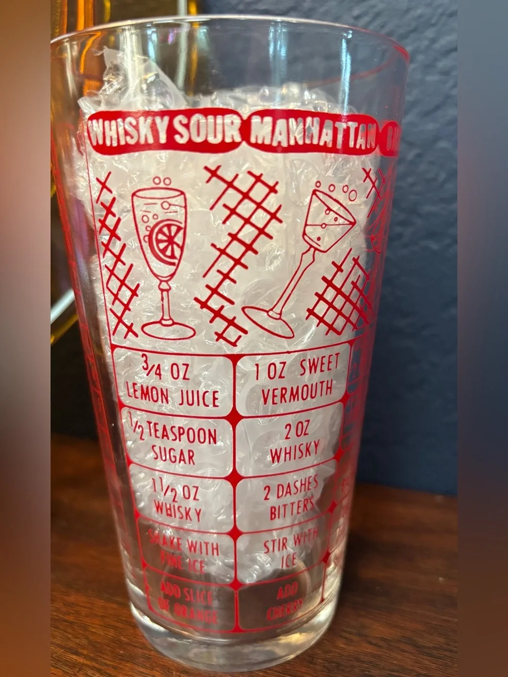 Vintage Red Cocktail Recipe Mixing shaker MCM